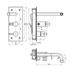 shower bar mixer valve technical drawing-tapron
