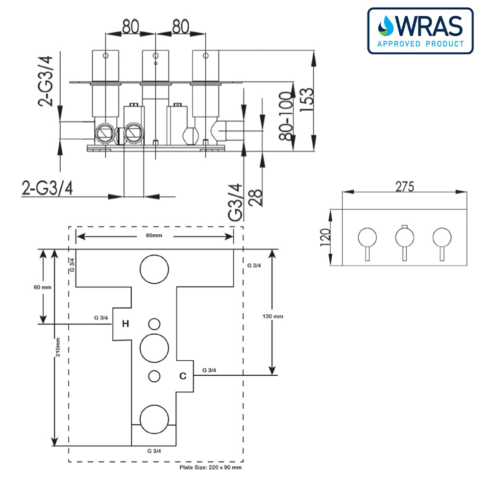 3 way shower diverter valve
