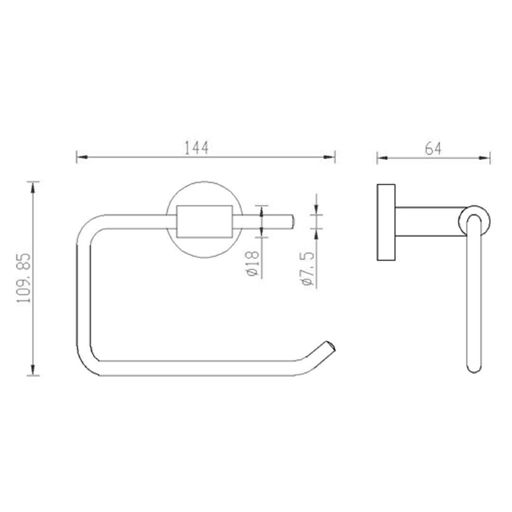 stainless steel toilet roll holder technical drawing-tapron