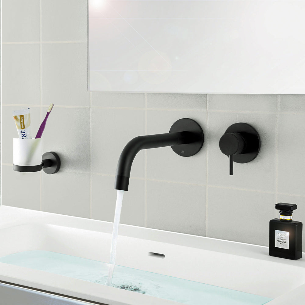 wall mounted black basin tap