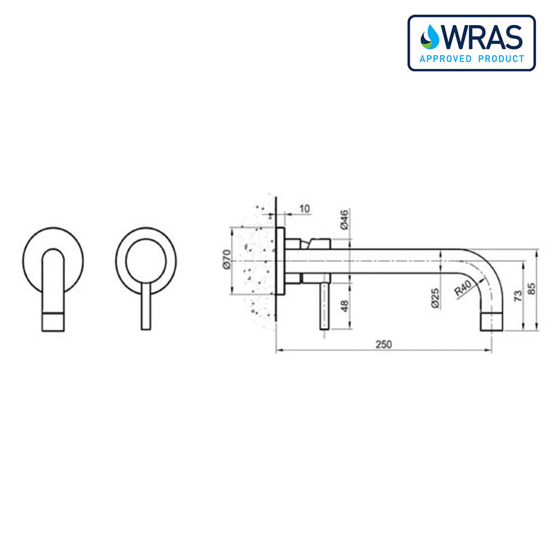 wall mixer tap technical drawing-tapron