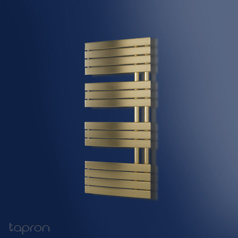 Brushed Brass Towel Rail with Flat Panel Towel Radiator