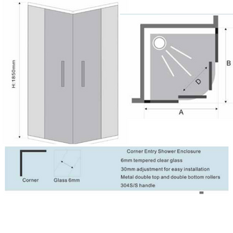 Corner Shower Enclosure - 1850mm Height Secondary image