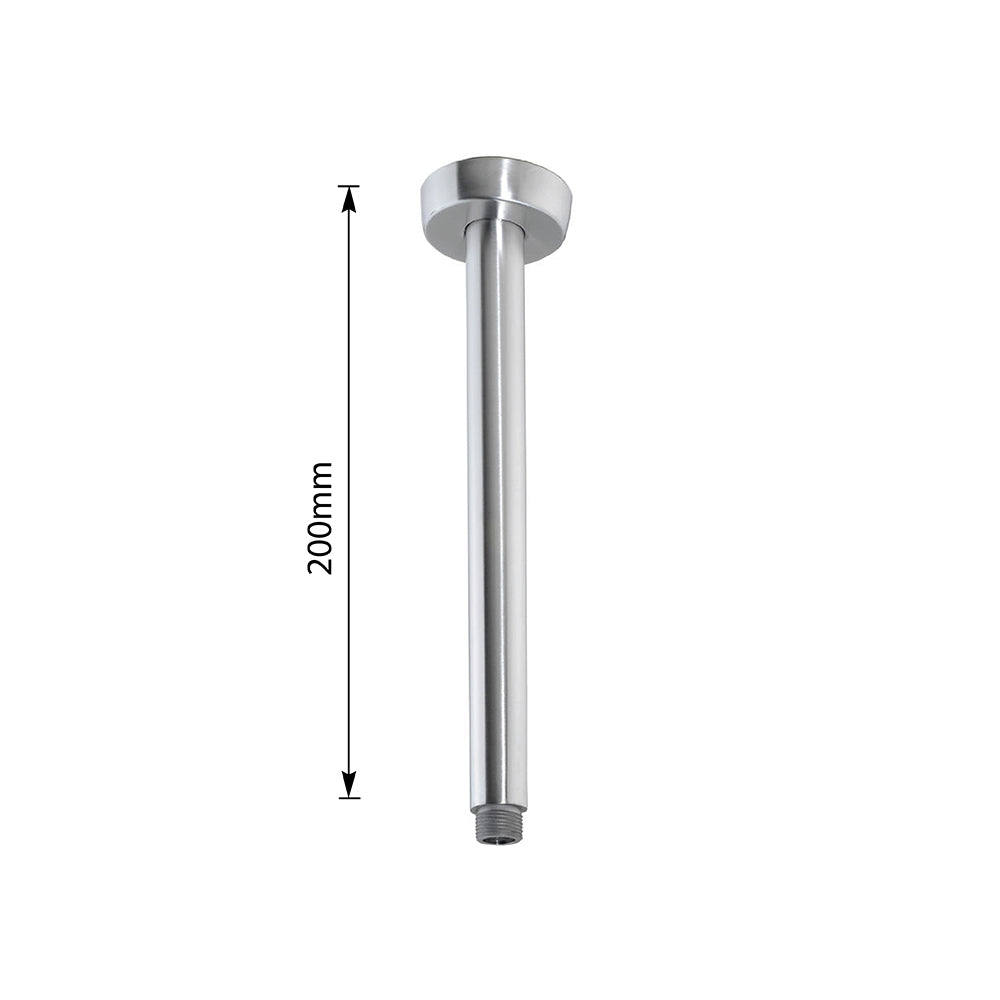 brushed stainless steel shower arm - 200mm