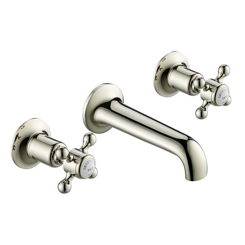 3 Hole Wall Mounted Basin Mixer Tap - Nickel Secondary image