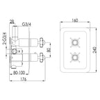 2 Outlet Concealed Thermostatic Shower Valve - Nickel Finish-Tapron