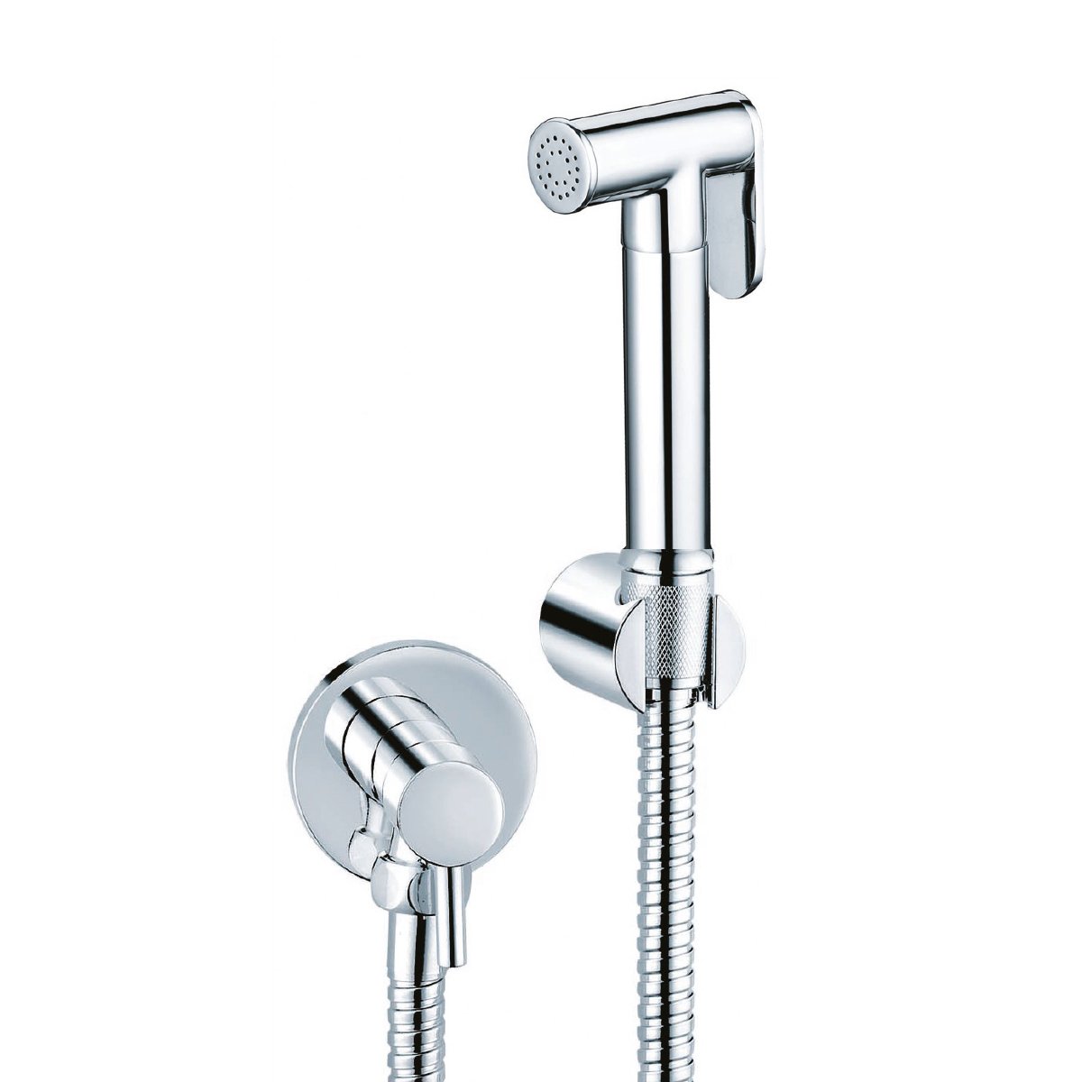 Bidet Shower Spray Kit with Single Lever Angle Valve - Chrome Finish