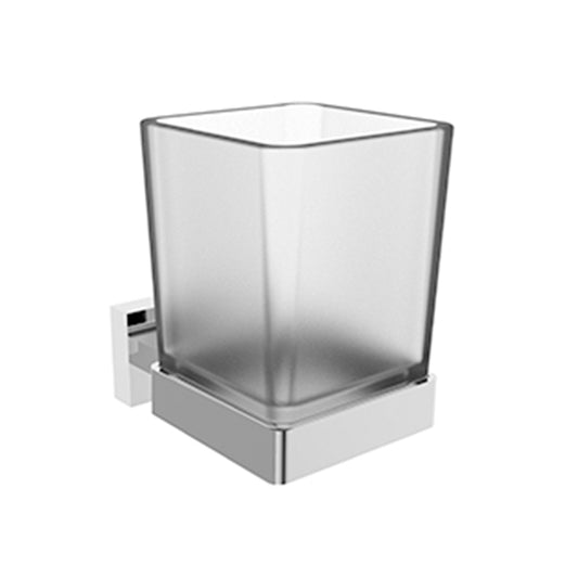 Wall Mounted Frosted Glass Tumbler with Holder