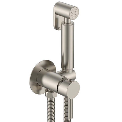 Douche Shower Set with Temperature Control Valve, Hose and Wall Bracket - Nickel Finish