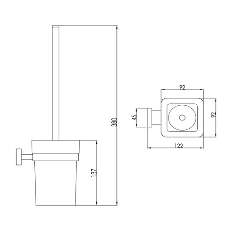 chrome toilet brush and holder Technical Drawing-Tapron