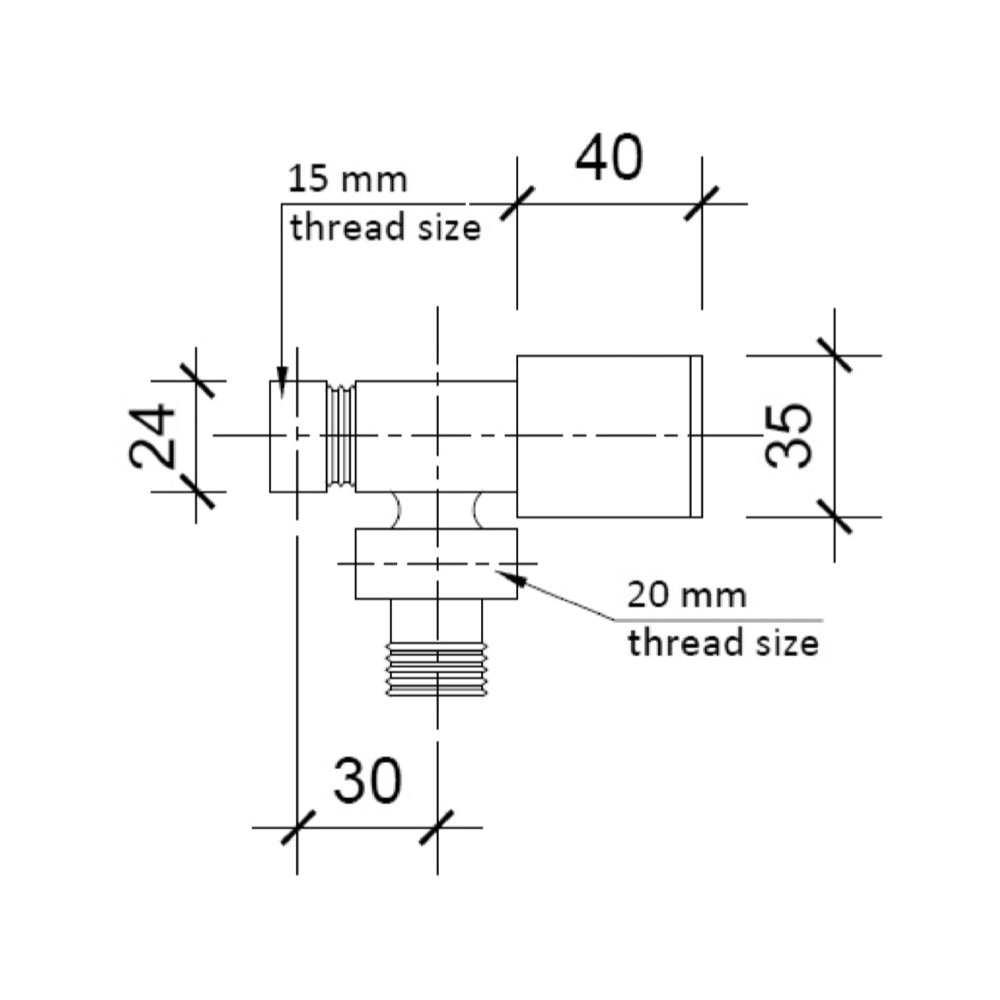 bathroom radiator valves angled technical drawing