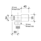 bathroom radiator valves angled technical drawing