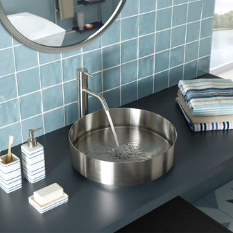 Monobloc Single Lever Tall Basin Mixer Tap - Brushed Stainless Steel Secondary image