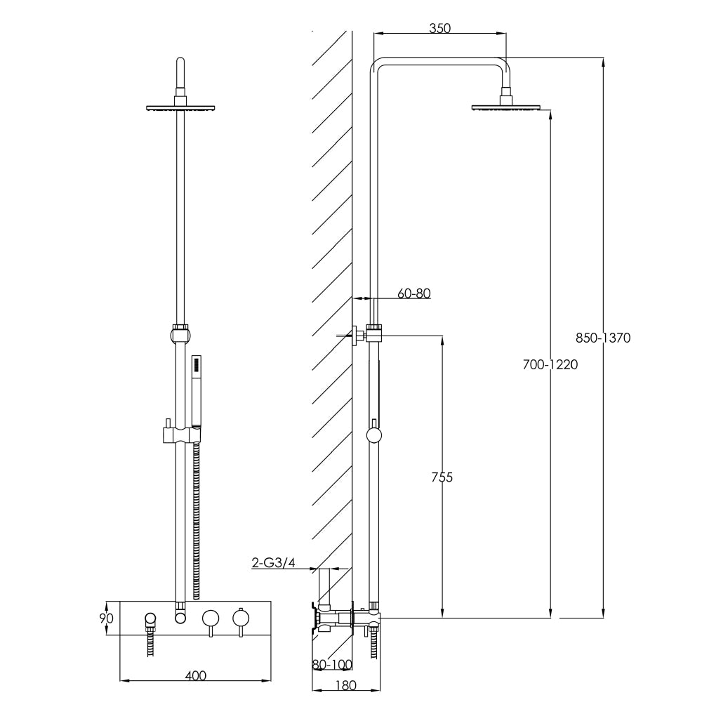 extra long shower riser rail