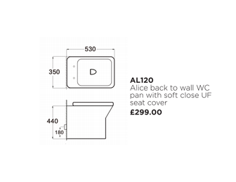 Modern Back to Wall Close Coupled Rimless Toilet – White Secondary image