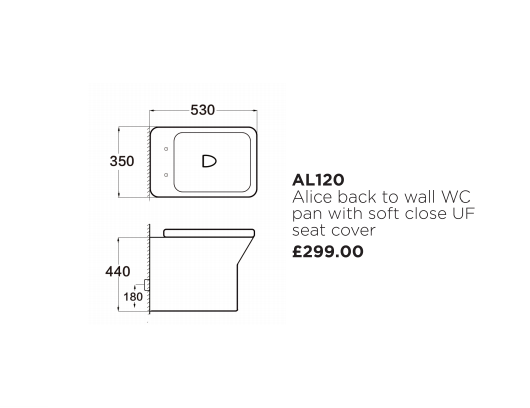 Modern Back to Wall Close Coupled Rimless Toilet – White

