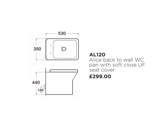 Modern Back to Wall Close Coupled Rimless Toilet – White