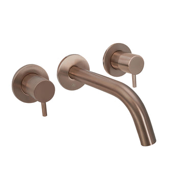 3 Hole Wall Mounted Basin Mixer Tap – Brushed Bronze Secondary image