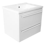 White wall mounted bathroom vanity unit from Tapron installed on a wall