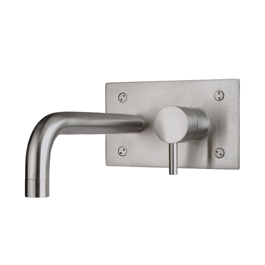 brushed stainless steel wall mounted single lever basin mixer Tap with backplate -Tapron 1000