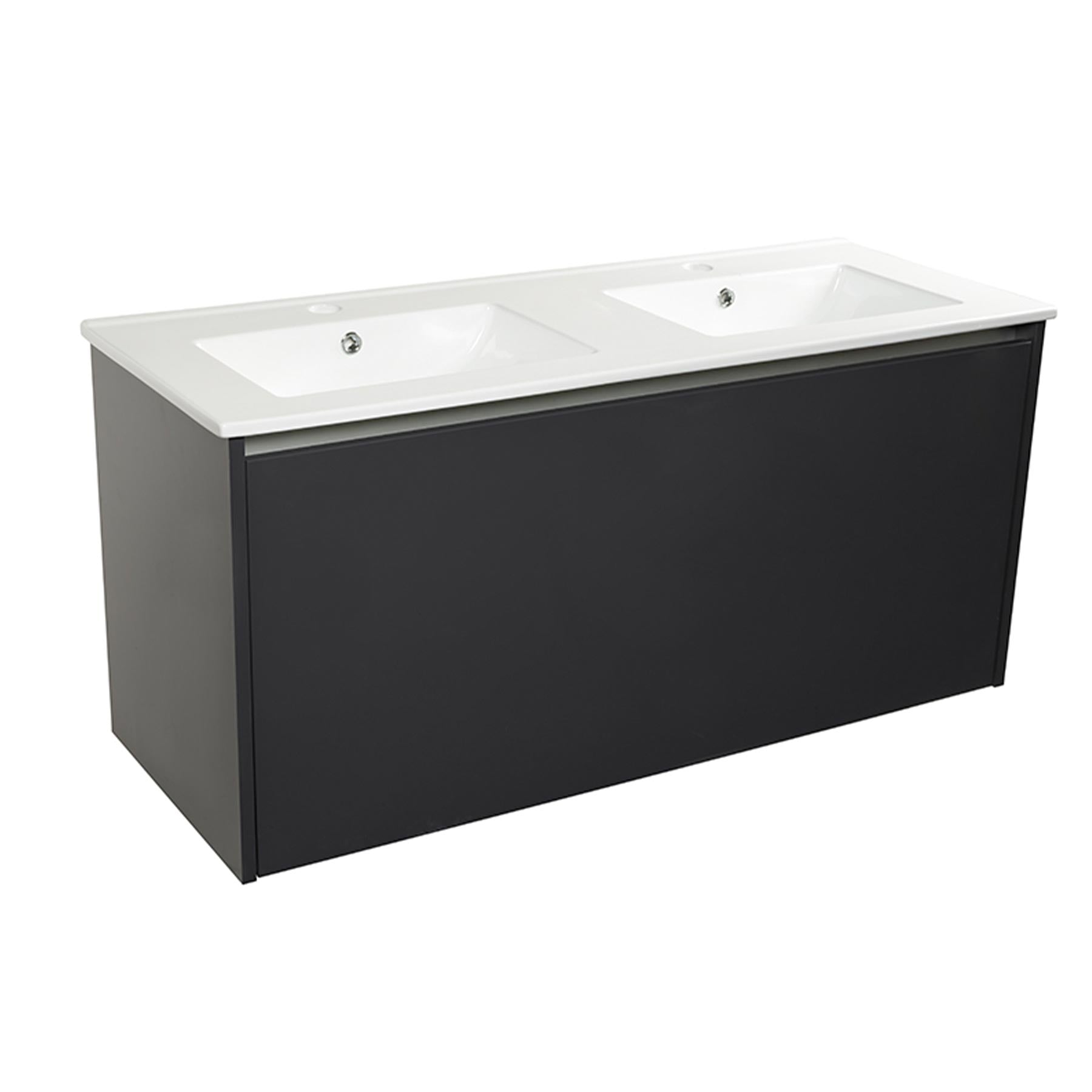Wall Hung Double Vanity Unit with Internal Draw, Sensorand Bottom Light - Anthracite Secondary image
