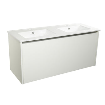 City Wall Hung Double Vanity Unit with Sensor Bottom Light - White Secondary image