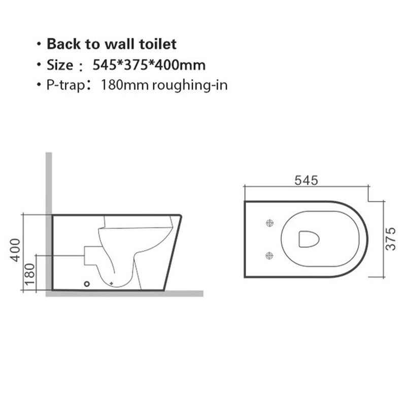 close coupled back to wall toilet technical drawing-tapron