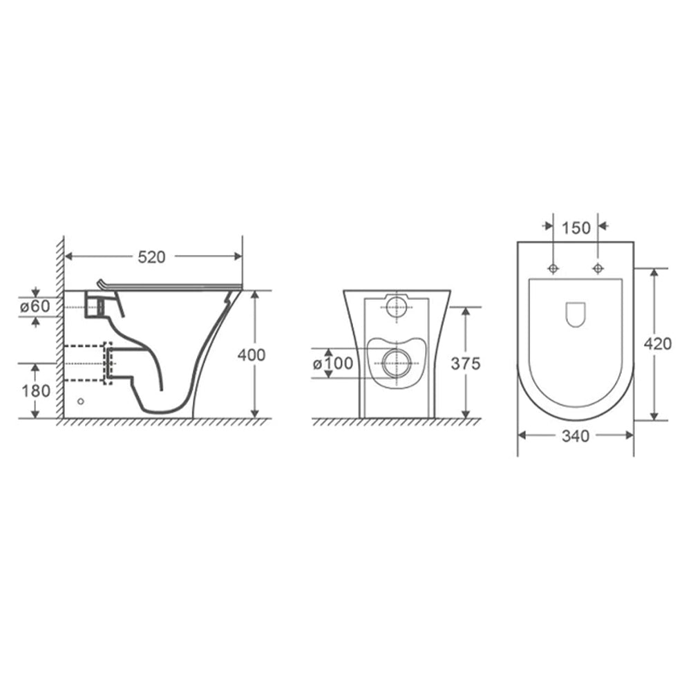 close coupled modern toilet technical drawing-tapron
