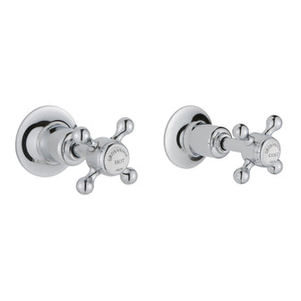 Crosshead handles on off wall valves with hot and cold  dices  Main image