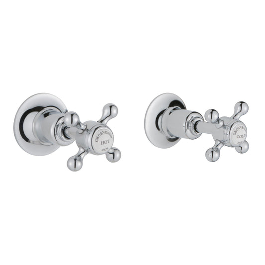 Crosshead handles on off wall valves with hot and cold  dices  1800