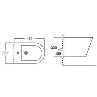 Wall Hung Bidet H330 x W360 x D480mm - White Secondary image