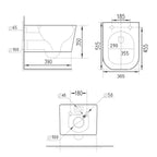 wall hung toilet bidet combo technical drawing