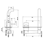 Single Lever Wall Mounted Basin Mixer with Back Plate tapron technical drawing