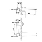 shop chrome wall mounted basin tap tapron technical drawing