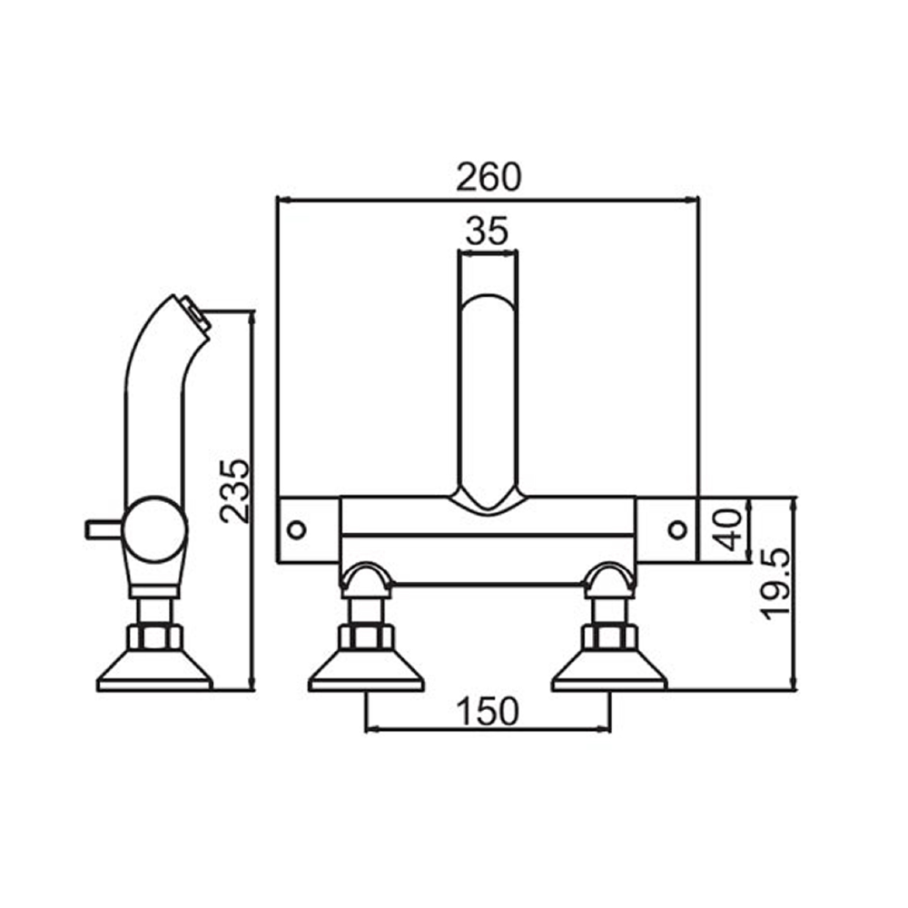 Thermostatic Bath Filler Wall Mounted dimensions
