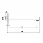 shop wall mounted bath filler spout  technical drawing tapron