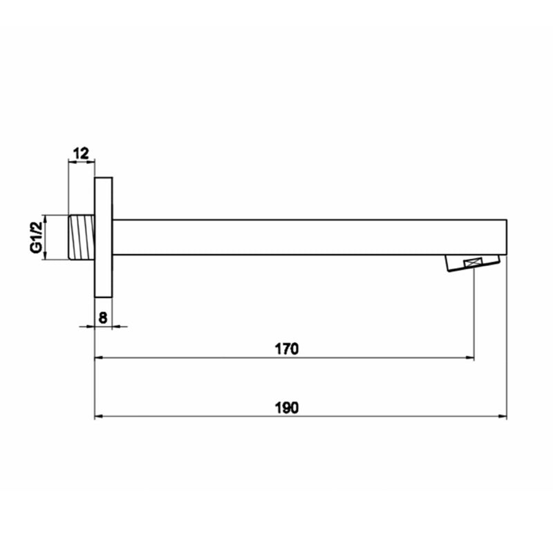 shop wall mounted bath filler spout  technical drawing tapron