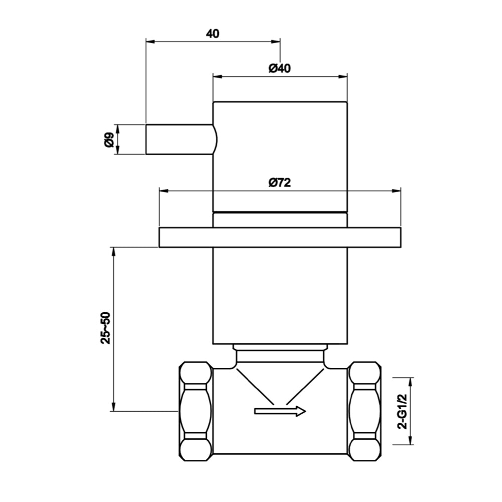 Wall stop Valves tapron dimensions