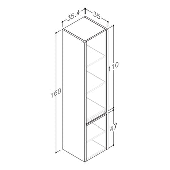 Modern Wall Mounted Tall Bathroom Cabinet –Glossy White Secondary image
