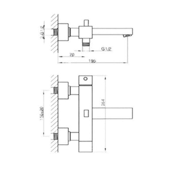 Wall Mounted Square Bath Tap with Shower Attachment Secondary image