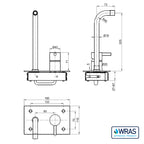 wall mounted sink taps technical drawing-tapron